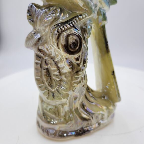 Vintage Iridescent Blue Bird 7" Glazed Ceramic Figurine Sculpture Mid Century - Picture 4 of 8